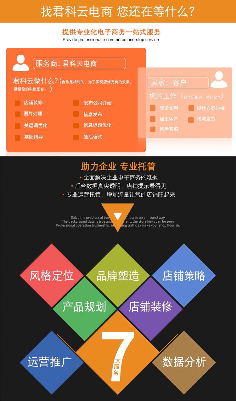 君科云电商网络托管 代运营 网站商城建设1688诚信通店铺